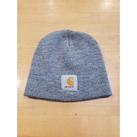 Carhartt Hat Beanie Gray Patch Knit Acrylic Winter Cap Red Wing Shoes USA Mens - Picture 1 of 2